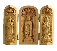 YXZN Buddha statue Wood carving Buddha statue Sankai Buddha Mini Buddha Supreme Amida Nyorai Kannon Shrine Mamoru Honjo Figurine Pray Evil Era