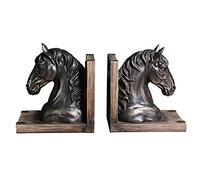 YXZN Decorative Bookends Classic Horse Head Bookends 1 Pair of Sculptures Decorative Desktop Book Stopper Supports Resin Vintage Bookend for Office Bookshelf Book Ends