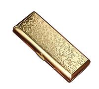 YXZN Metal Cigarette Case For Men And Women Lengthen Ultrathin Portable Cigarette Holder Stainless Steel Cigarettes Box,Gold,108X46X20MM