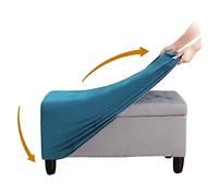 YXZN Ottoman Cover, Stretch Rectangle Velvet Ottoman Slipcovers of Foot Stool for Living Room, Folding Storage Furniture Protector (Sky blue,Large)