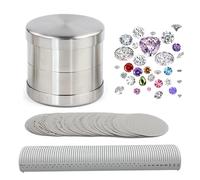 YXZQLOZ Diamond Sorting Sieve Set, Bead Sorter Sifter with Sieves Plate Holder,Portable Stainless Steel Gemstones Jewelry Measuring Tool, for Sorting Diamond (65mm)