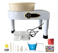 YXZQLOZ Electric Pottery Wheel,Aluminum Turntable Pottery Wheel With Removable ABS Basin, Foot Pedal & Shaping Tools, Pottery Forming Machine For DIY (White B)