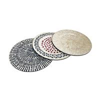 YY 3-Pack Pearl Decorative Charger Plates for Display, 13" Sea Shell Inlay Wood Charger Plates for Dining, Party, Modern Style Placemats for Dinner Plates