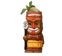 YY Hawaiian Ceramic Cup - Handmade Polynesian Style Ceramic Cocktail Cup, Suitable for Tropical Themed Parties, Home Bars, and Gifts (Big Mouth Coconut Indigenous)