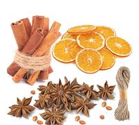 YY-JUNYING 60Pcs Wreath Making kit,Dried Orange Slices,Star Anise, Cinnamon Sticks for Crafts, with 5m Hemp Rope, Christmas Wreath Making Supplies for X-mas Tree Decoration, DIY Crafts