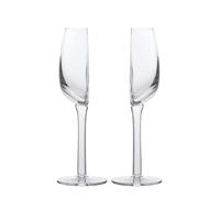 YY Modern Cut Champagne Glasses Set of 2 - Half Faceted Design Crystal-Like Clear Flute for Sparkling Wine, Prosecco & Cocktails - Elegant Wedding