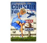 YY-one Corsair F4u Pin Up Girl Metal Tin Signs 8 X 12 Inch For Bar Indoor Restaurants Room Tavern Plaque Poster Personali.