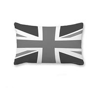 YY-one Rectangle Accent Pillow Covers, Union Jack Greyscale Decorative Long Oblong Thow Pillow Case Cushion Cover, Pillowcase 20x26 Inches