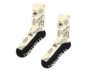 YY Vertical Climbing-inspired lifestyle socks for mountain lovers Rock Socks - Climber Doodle L, White, Large