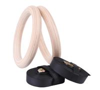 YY Vertical Gym Rings - Wooden Training Rings with Adjustable Straps (Birch, Por