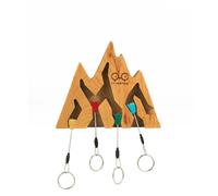 YY Vertical KeyHolder Mountain - Wooden Climbing Key Holder with 4 Keyrings (Map