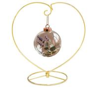 YY YEARCHY 9-inch Ornament Display Stand Heart-shaped Tabletop Holder with Metal Hook Iron Base for Hanging Glass Globe Ball Gifts(1, Gold)