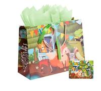 YYaaloa 13.8" Large Purple and Red Gift Bag Set with Greeting Card and 2 Tissue Paper Present Bags for Christmas Women's Birthday, Girls Party, Mother's Day, Wedding (Green F)