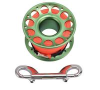 YYALYYON 30m / 98.43ft Scuba Diving Reel Aviation Aluminum with Double Ended Hooks Multi Purpose Finger Spool Reel (Green)