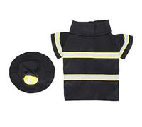 YYALYYON Fireman Costume for Small Dogs, Pet Firefighter Outfit with Reflective Strips, Adjustable Hat, Durable Canvas Fabric, Halloween Party Apparel (S)