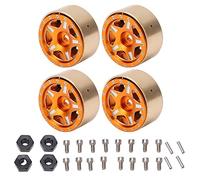 YYALYYON for RC Bead Lock Hubs, Aluminum Alloy Brass Hubs for Axial SCX24 1/24, 4pcs Heavy Duty Tires Hubs for RC Crawler Trucks (Orange)
