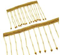 yyangz 2M Gold Glass Bead Lace Trim Hanging Fringe Trim Chain Stage Costume Accessories Decoration Cuttable Sewable Handicrafts for Home Decoration DIY Clothing Pillowcases Curtains