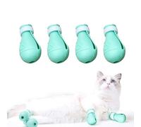 YYanniwani 4 Pieces Scratch Cover for Nursing Rehabilitation Cat Boots for Cats Only, Adjustable Cat Bathing Gloves(Green)