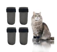 YYanniwani 4Pcs Cat Scratch Cover for Nursing Rehabilitation Cat Boots Adjustable Cat Bath Bath Gloves，Anti-Scratch Pet Grooming Booties for Bathing（Black）