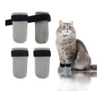 YYanniwani 4Pcs Cat Scratch Cover for Nursing Rehabilitation Cat Boots Adjustable Pet Bath Gloves，Anti-Scratch Pet Grooming Booties for Bathing (Grey)