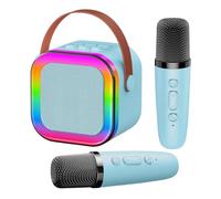 YYAOEMI Karaoke Machine with 2 Microphones for Kids Adults Mini Portable Bluetooth Speaker Girls Birthday Presents for 3-12 3-15 Year Old Kids Holiday Party, Sky Blue