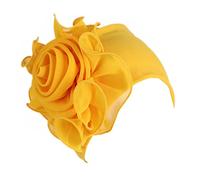 YYAOJHAO Chemo Turban Hats for Women - Elastic Flower Beanie Headwrap Caps Solid Color Grate for Cancer Hair Cover, Yellow, One Size
