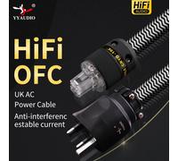 YYAUDIO HIFI amplifier OFC Pure Copper Rhodium Plated UK IEC AC Female Male Power Plug Power Cable Cord Wire black