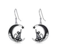 YYB Sterling Silver Bat Cat Spider Ghost Pumpkin Wolf Earrings for Women Halloween Dangle Drop Earrings Anniversary Birthday Gothic Jewelry Gift for Mom, Sterling Silver, No Gemstone
