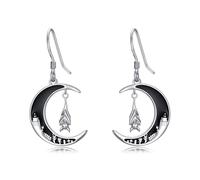 YYB Sterling Silver Bat Cat Spider Ghost Pumpkin Wolf Earrings for Women Halloween Dangle Drop Earrings Anniversary Birthday Gothic Jewelry Gift for Mom, Sterling Silver, No Gemstone
