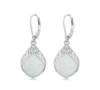 YYB Sterling Silver Celtic Knot Leverback Gemstone Irish Jewelry Anniversary Birthstone Earrings Birthday Gifts for Women, Sterling Silver, Base