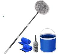 YYBAO Car Wash Brush Long Handle, Rotating Car Cleaning Brush Scratch-Free Microfibre Extendable Car Wash Mop Suitable for Cars, Truck and Boat, Car Washing Kit Include Wheel Brush, Bucket, 2 Towels