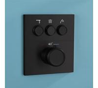 YYBAO Thermostatic Shower Mixer Valve Concealed, Shower Valve Thermostatic 3 way Brass Shower Diverter Valve for All Plumbing Systems, Can Use All Options at A Time(Black)