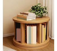 YYBHKHBY 360 Rotating Bookshelf Tower,Vintage Oak Rotation Wooden Bookcase,2-Tier Desktop Hutch Bookshelf,Round Revolving Bookcase for Living Room Bedroom Home Office,Solid Wood,44x35cm