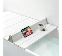 YYBHKHBY Bathtub Tray Anti-Dust PVC Shutter Bath Lid,Foldable Waterproof Bathtub Insulation Cover 62.5X31.4In, Shutter Bath Lid,Store Wine Glass Books Tablets Cellphones,white,159x75cm