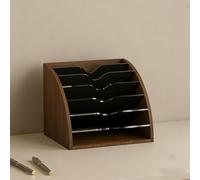 YYBHKHBY Fan Shaped Wooden File Rack Storage Shelf,Table Top Shelves,Countertop Bookshelf,Desk Shelf Organizer for Home Office Library Study Small Spaces Desktop Storage,Walnut,35.4x30x30cm