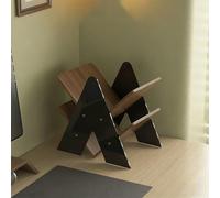 YYBHKHBY Mini Bookcase for Desktop Storage,2 Tier X-Shaped Bookshelf,Desktop Shelf Floor Standing,Acrylic Desktop Bookshelves,Unique Design Bookcase Small for Magazine Display,Walnut,43x41x30cm