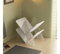 YYBHKHBY Mini Bookcase for Desktop Storage,2 Tier X-Shaped Bookshelf,Desktop Shelf Floor Standing,Acrylic Desktop Bookshelves,Unique Design Bookcase Small for Magazine Display,White,43x41x30cm