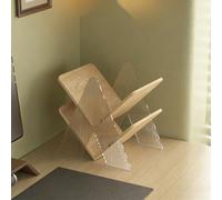 YYBHKHBY Mini Bookcase for Desktop Storage,2 Tier X-Shaped Bookshelf,Desktop Shelf Floor Standing,Acrylic Desktop Bookshelves,Unique Design Bookcase Small for Magazine Display,Wood Grain,43x41x30cm