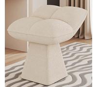 YYBHKHBY Modern Chenille Vanity Chair, Upholstered Wooden Base Makeup Stool, Comfortable Swivel Accent Chair, With Backrest, for Bedroom, Living Room, Dressing Room,White,56cm
