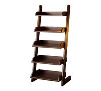 YYBHKHBY Rustic Brown Wooden Book Shelves,5-Tier Modern Leaning Bookshelf Ladder,Bookshelfs with A Partition,Wide Open Bookshelves,Wooden Shelf,Display for Small Space Home,Wood Grain,159x50cm