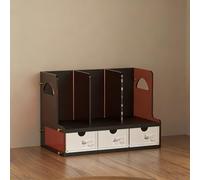 YYBHKHBY Tabletop Book Storage Rack Display Shelf with Handle,File Rack with 3 Storage Cubbies,Small Display Shelf for Countertop,Bookcase with 3-Tier Bookshelf,Black,36.5x26.5x21cm