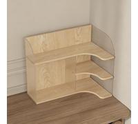YYBHKHBY Wood Acrylic Desktop Orgnizer Shelf,Solid Wood Desktop Bookshelf,L-Shape Mini Bookcase,Desk Shelves,Multi-Layer Small Bookshelf Desk Shelf for Home Office Dorm,Wood Grain,60x50x35CM
