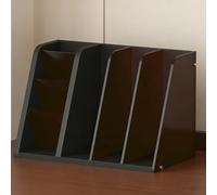 YYBHKHBY Wooden File Magazine Holder Desk Organizer,Desk Organizer Shelf,Desk Hutch,3 Vertical Compartments Workspace Sorters for Magazines Binders Notebooks Envelopes,Black H,34x19x23cm