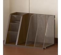 YYBHKHBY Wooden File Magazine Holder Desk Organizer,Desk Organizer Shelf,Desk Hutch,3 Vertical Compartments Workspace Sorters for Magazines Binders Notebooks Envelopes,Walnut,34x19x23cm