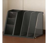 YYBHKHBY Wooden File Magazine Holder Desk Organizer,Desk Organizer Shelf,Desk Hutch,3 Vertical Compartments Workspace Sorters for Magazines Binders Notebooks Envelopes,Black,34x19x23cm