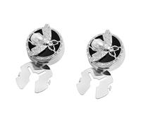 YYBONNIE Vintage Bee Button Covers, 18K Gold Plated Brass Cufflinks with Pearl Accent, Black Enamel Design for Wedding and Business Shirts, Standard, 18k Gold Plated Brass Enamel, cubic zirconia