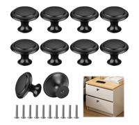 YYCLIPY 10pc Black Drawer Knobs 25mm Kitchen Cabinet Knob Aluminum Alloy Cupboard Handles Knobs with 10 Screws for Drawer Wardrobe Cupboard Door Home Decoration