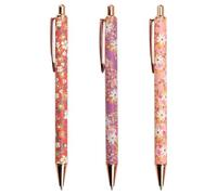 YYCLIPY 3PCS Floral Art Ballpoint Pens Click Retractable Ballpoint Pens Art Chic Cute Personalized Pens 1.0mm Black Ink Fancy Pens for Women, Colleagues, Teachers, Students Gifts