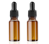 YYCLIPY Amber Glass Dropper Bottle 2 x 20ml Small Empty Reusable Dropper Bottles with Glass Pipette Black Cap Serum Bottle for Essential Oils Massage Perfumery Aromatherapy Travel Laboratory