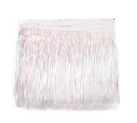 YYCRAFT 10/in Wide Tinsel Fringe Tinsel Trim Tinsel Garland Dance Costume Fringe Trimming Shiny foil Effect Party Decor (5 Yards,White） 25.40 cm